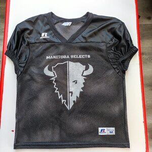 Russel Athletics Practice Jersey youth size M black with Manitoba graphic design